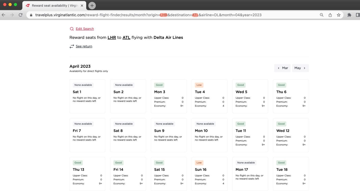 virgin atlantic reward seat checker