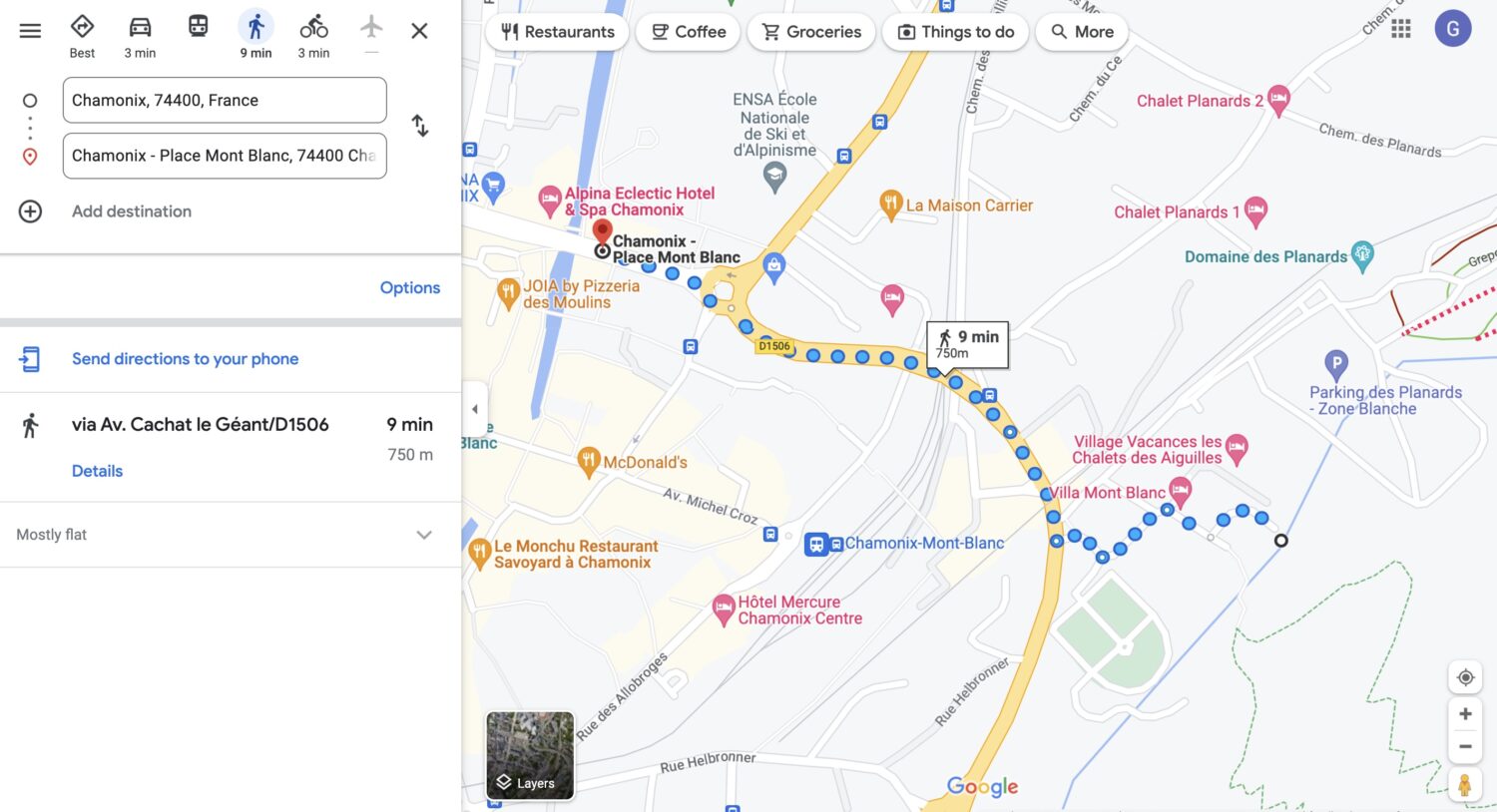 Google maps directions 2d