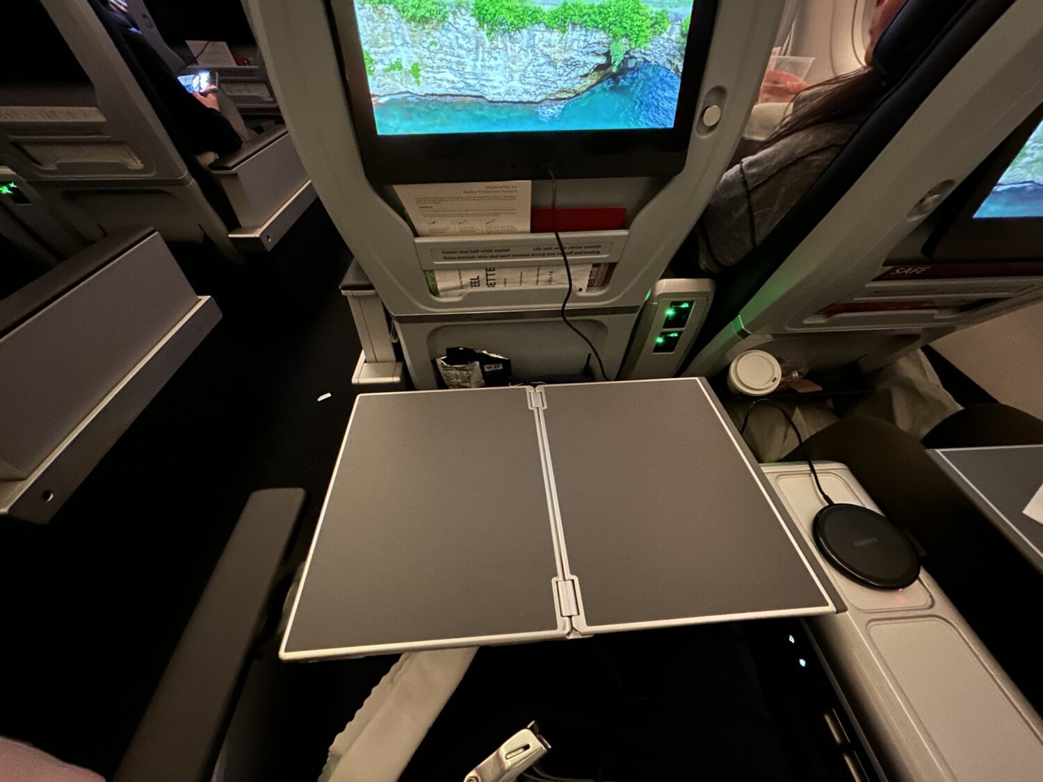 Full tray table on Delta Premium Select