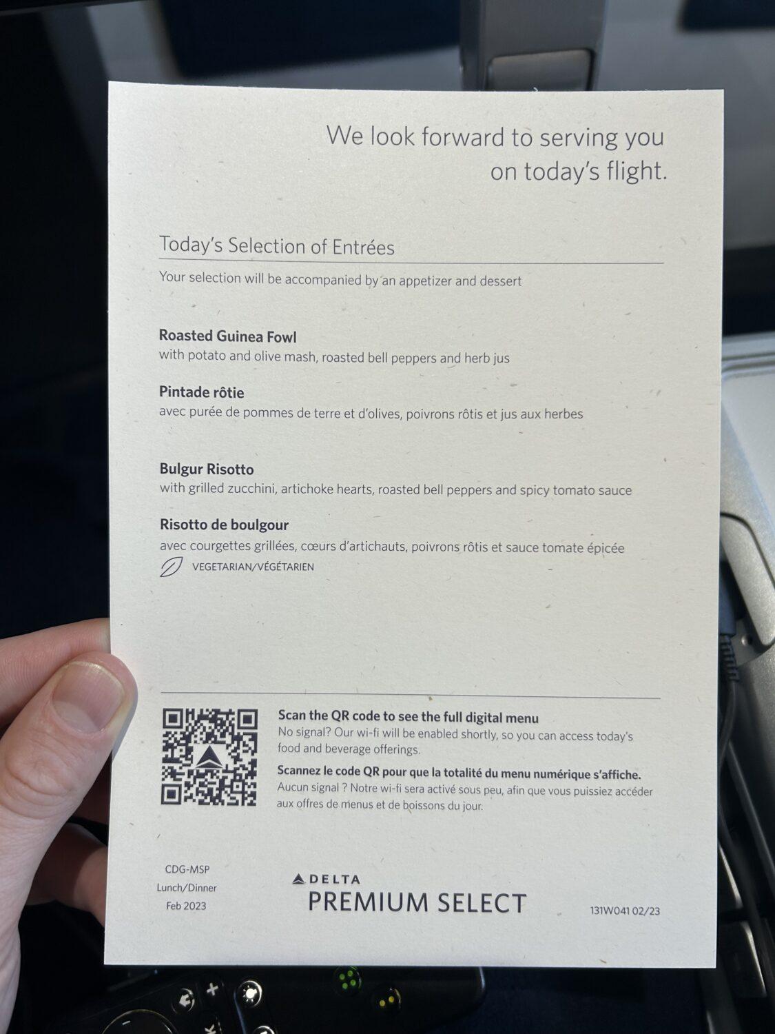 Delta Premium Select menu