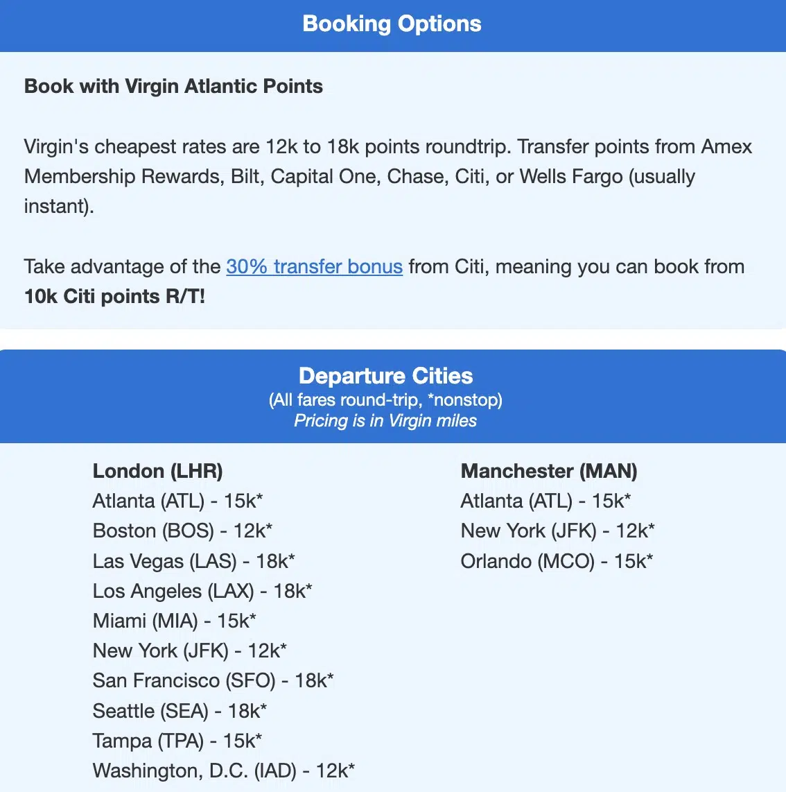 Virgin Atlantic economy from 10k roundtrip. 