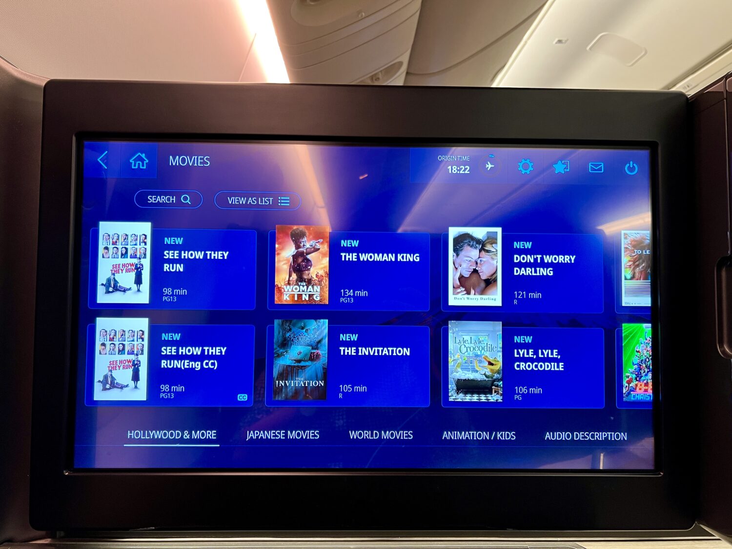 ana business class entertainment selection
