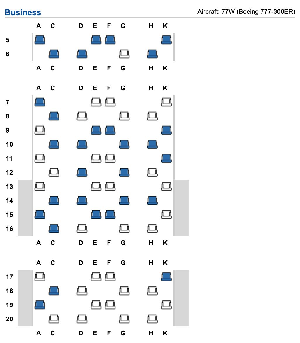 ana business class seat map