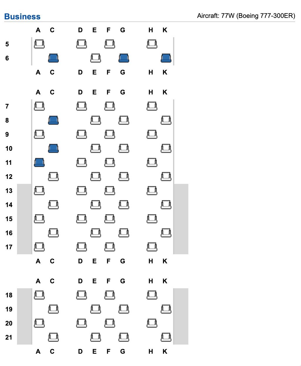 ana business class seat map