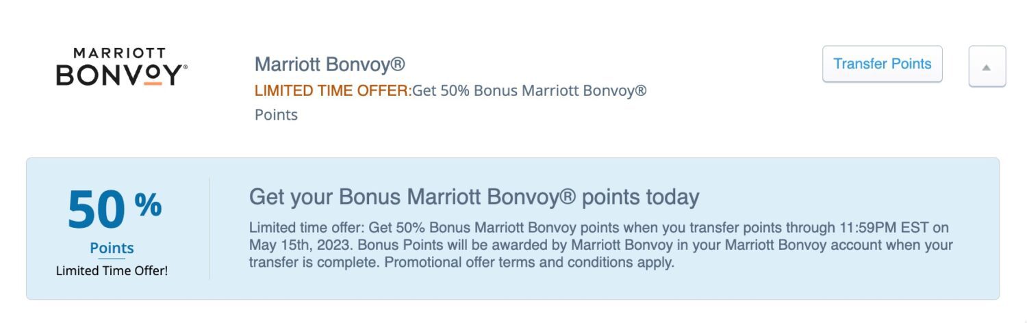 chase transfer bonus marriott