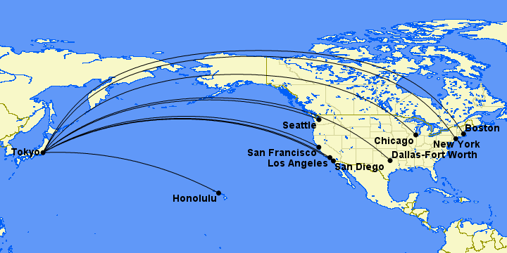 japan airlines route map