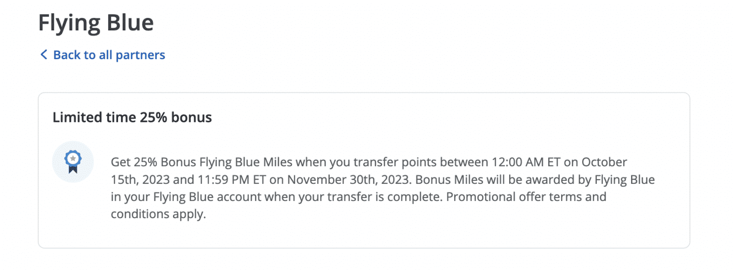 chase transfer bonus to af klm