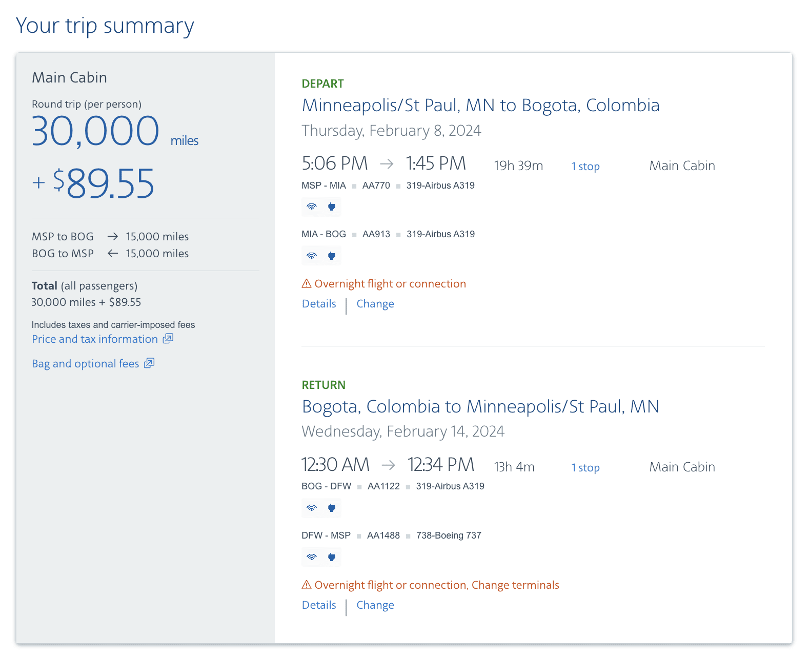 aa msp-bog roundrtip economy