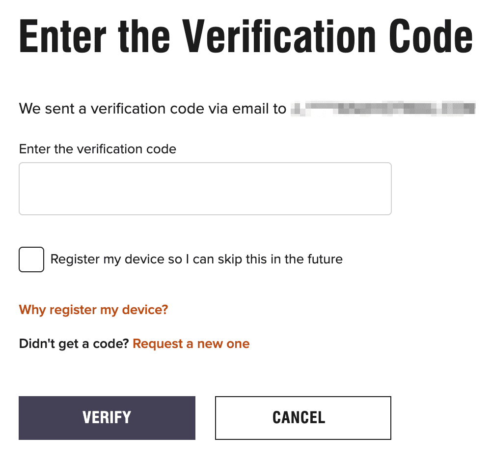 Marriott verification code page