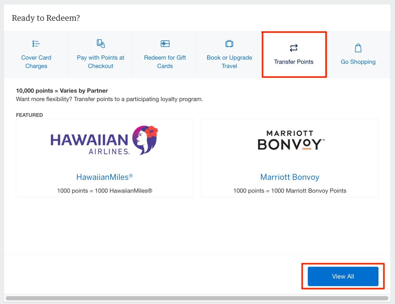 amex transfer partners menu