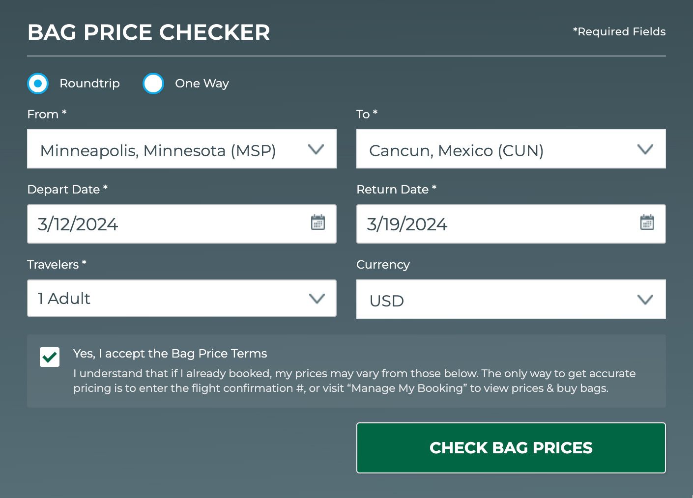 frontier bag fees