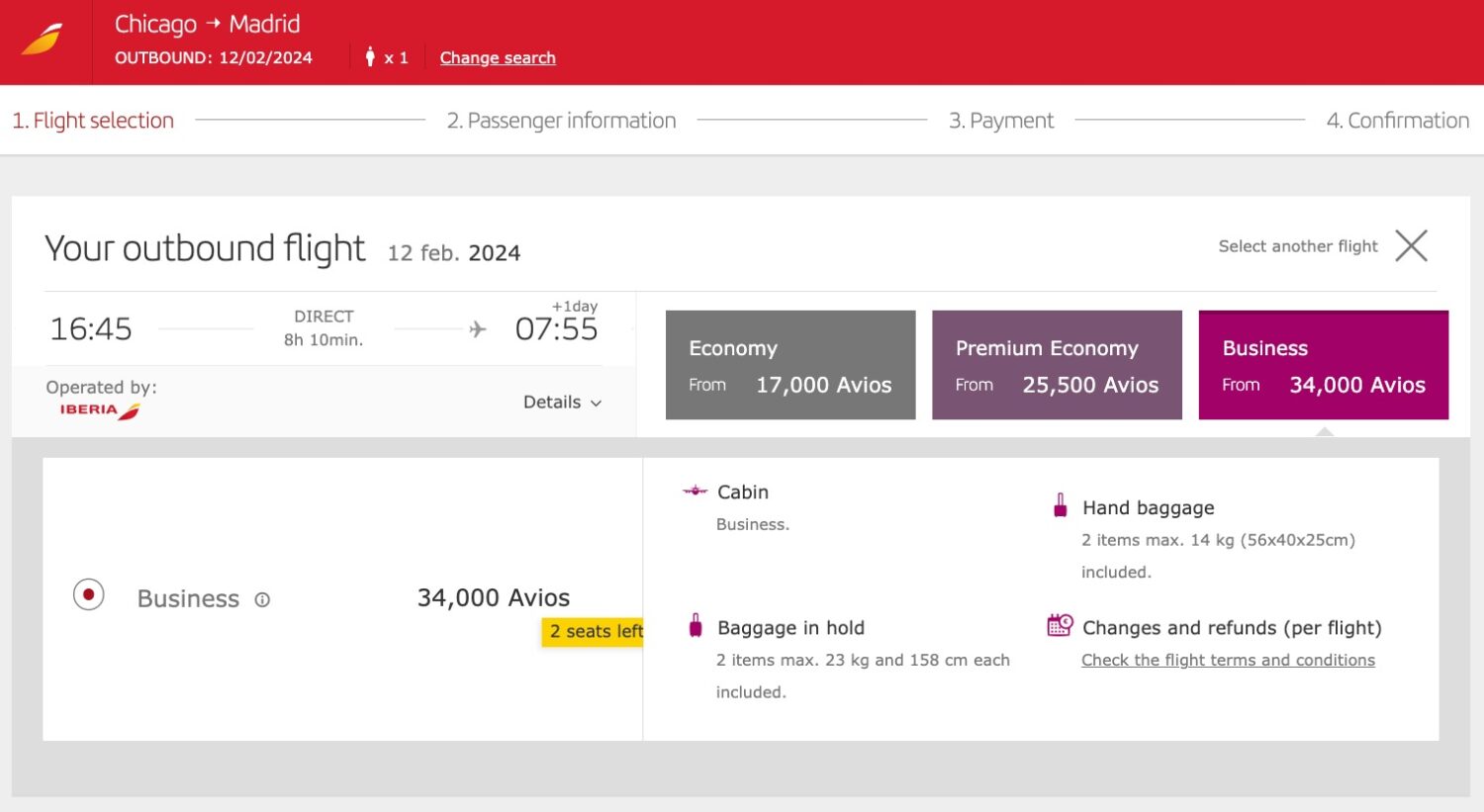 iberia business class 