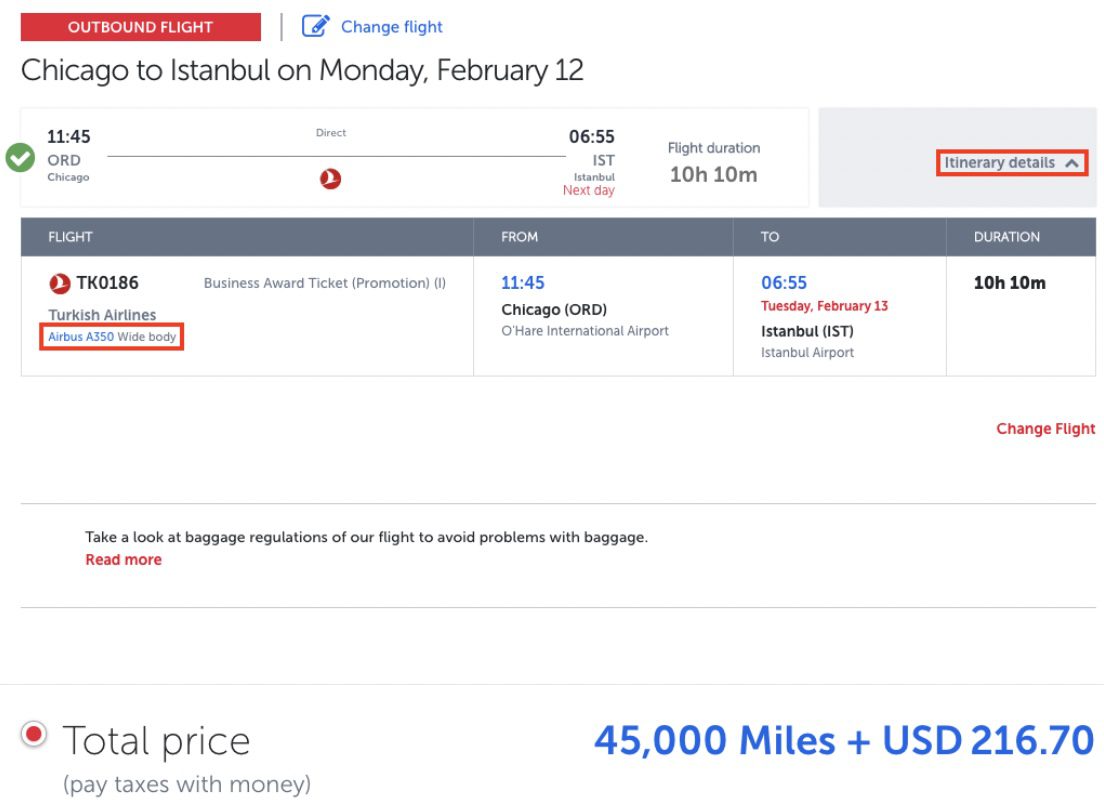 IST business class fare