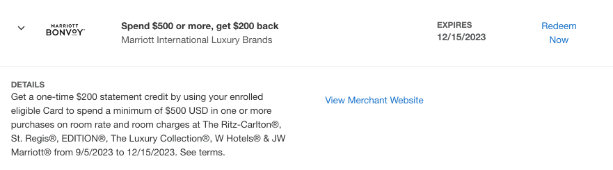 Amex Offer: Marriott Luxury Brands