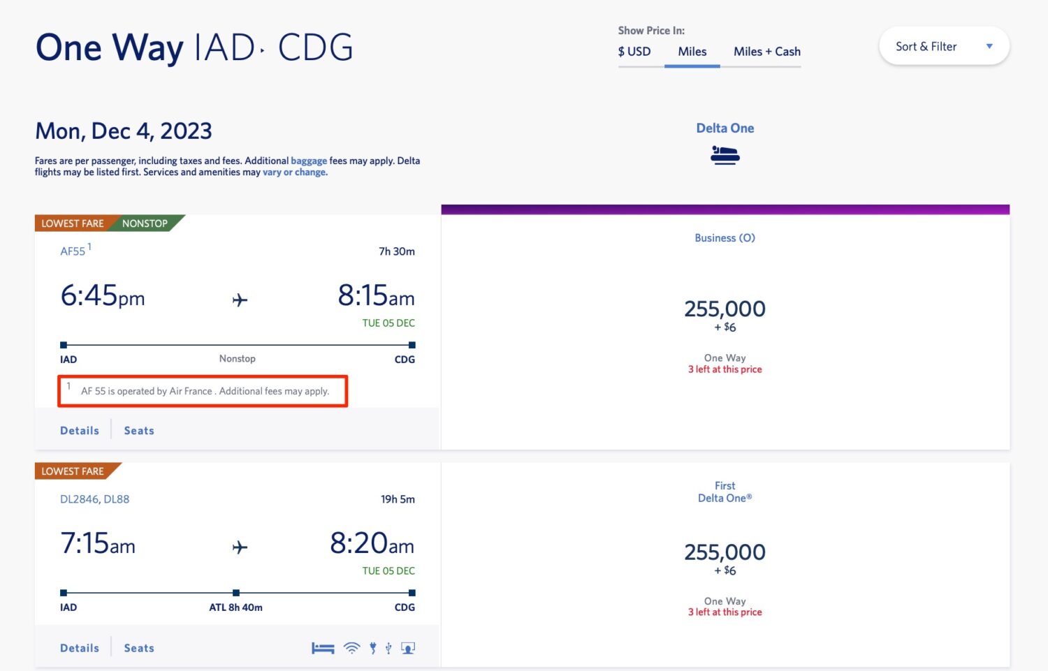 delta skymiles paris business class