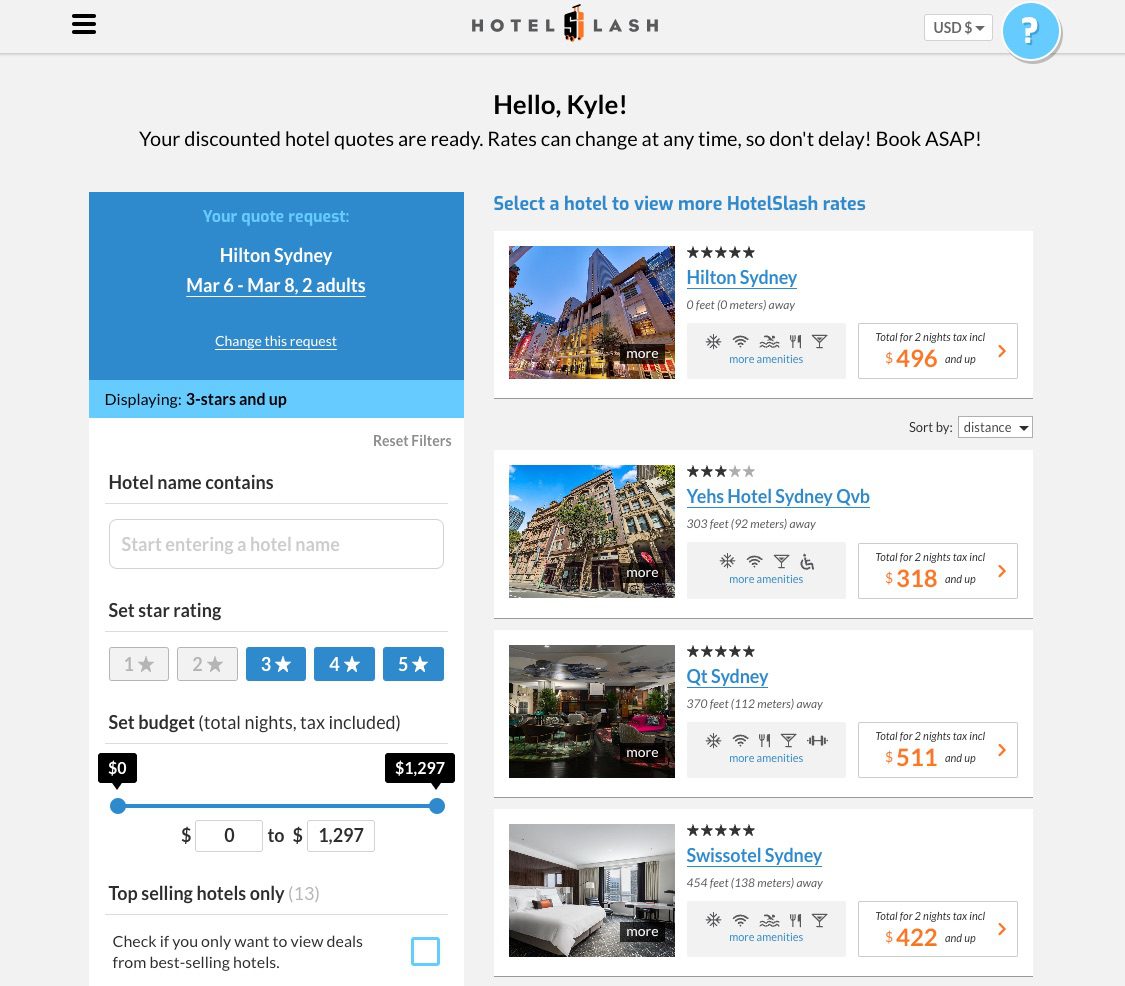 hotelslash search results