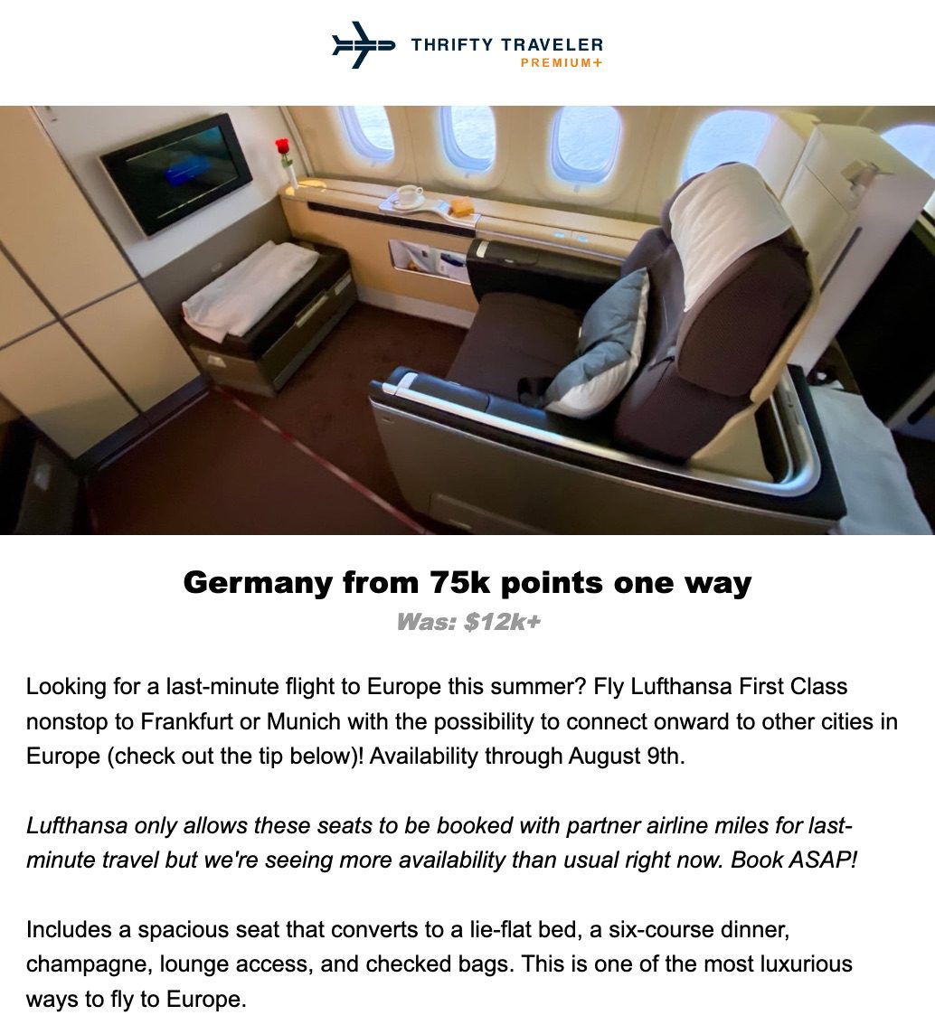 lufthansa first class alert