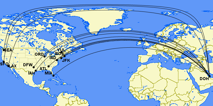 qatar airways route map
