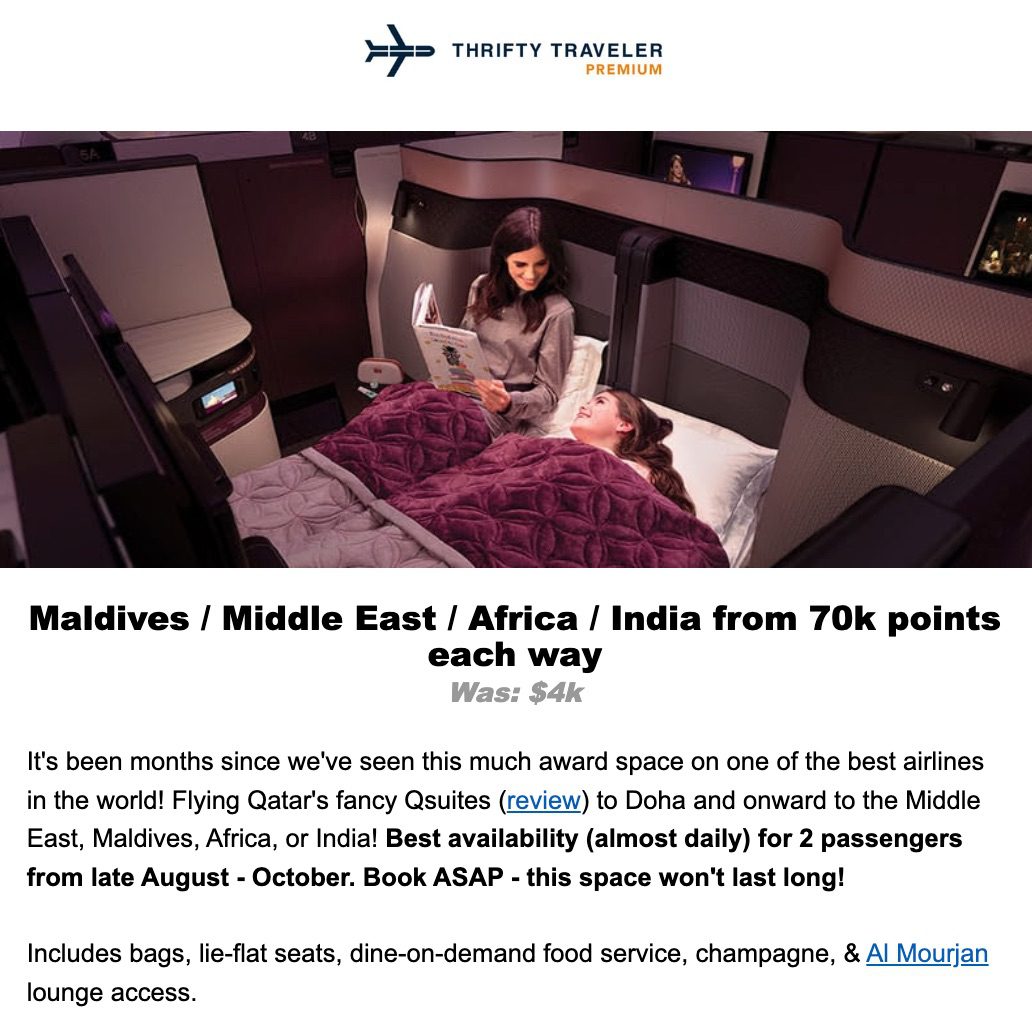 qatar airways thrifty traveler alert