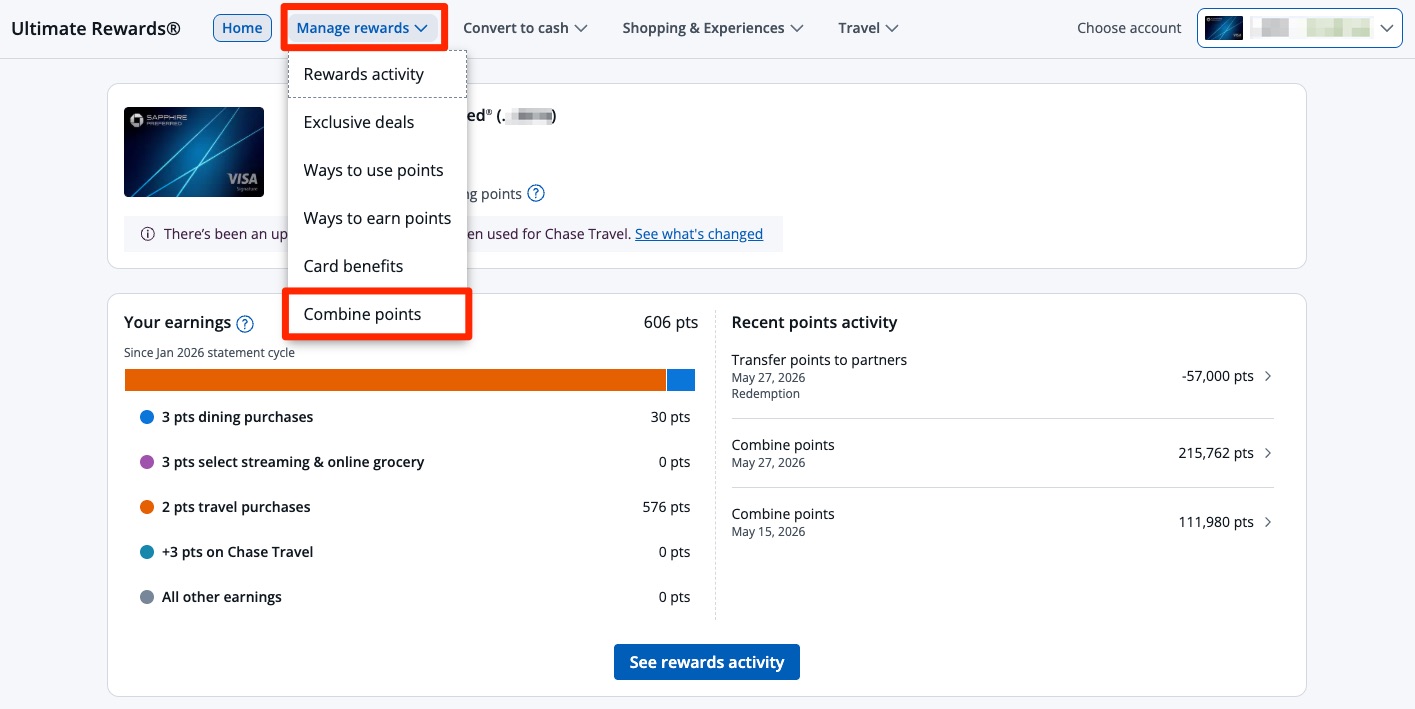 How to Combine Chase Points with Another Cardmember 1 Chase Combine Points