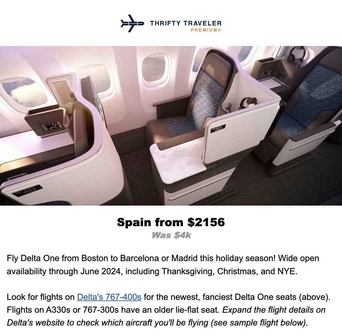 Delta One flight deal to Spain