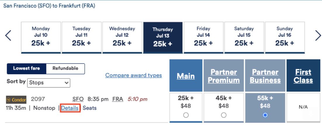 Condor business class fare