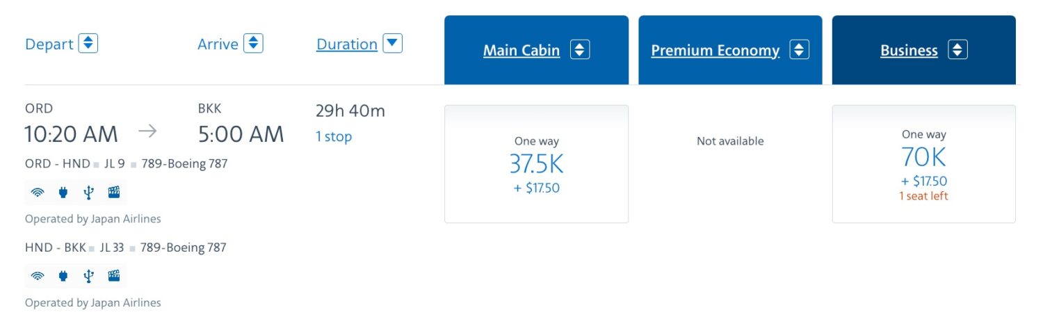 japan airlines business class
