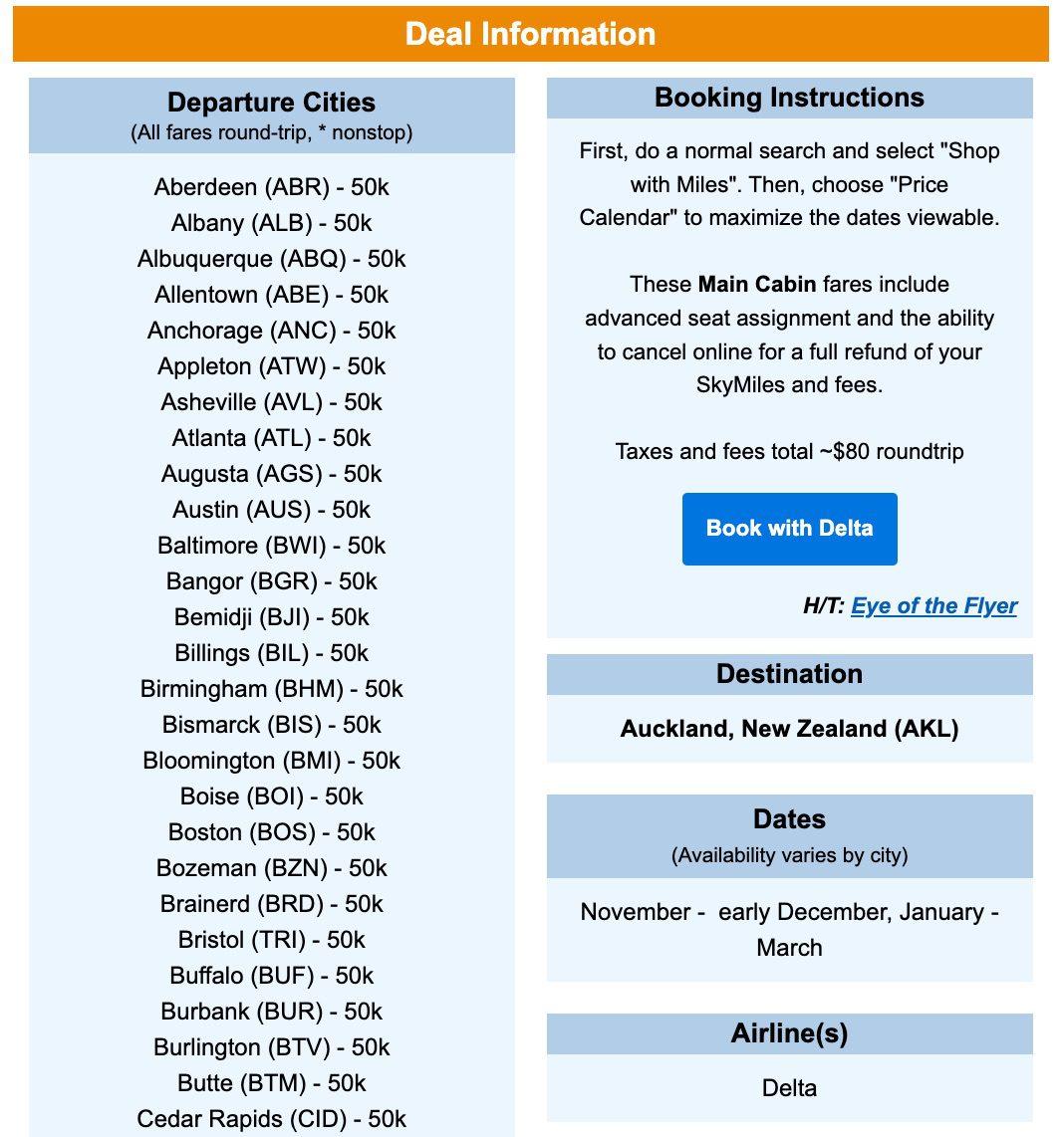 skymiles deal to auckland