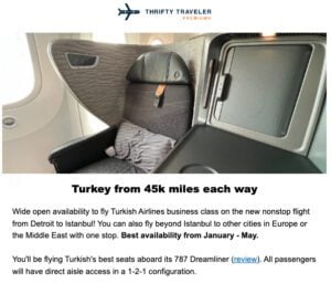 Turkish Airlines award availability alert