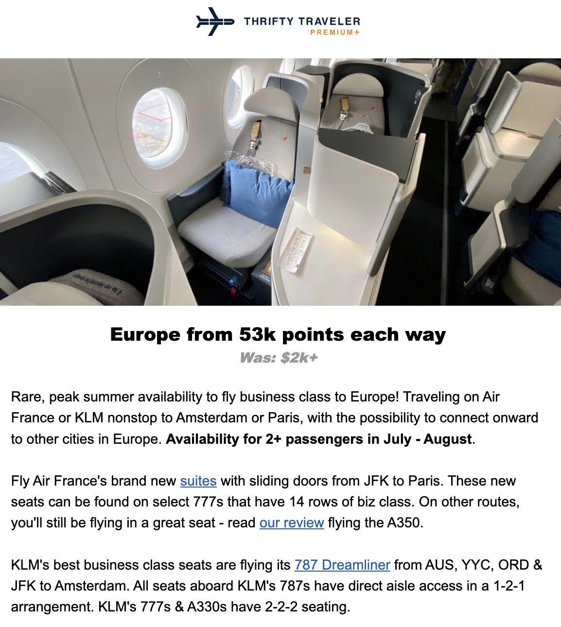 Air France KLM business class flight deal