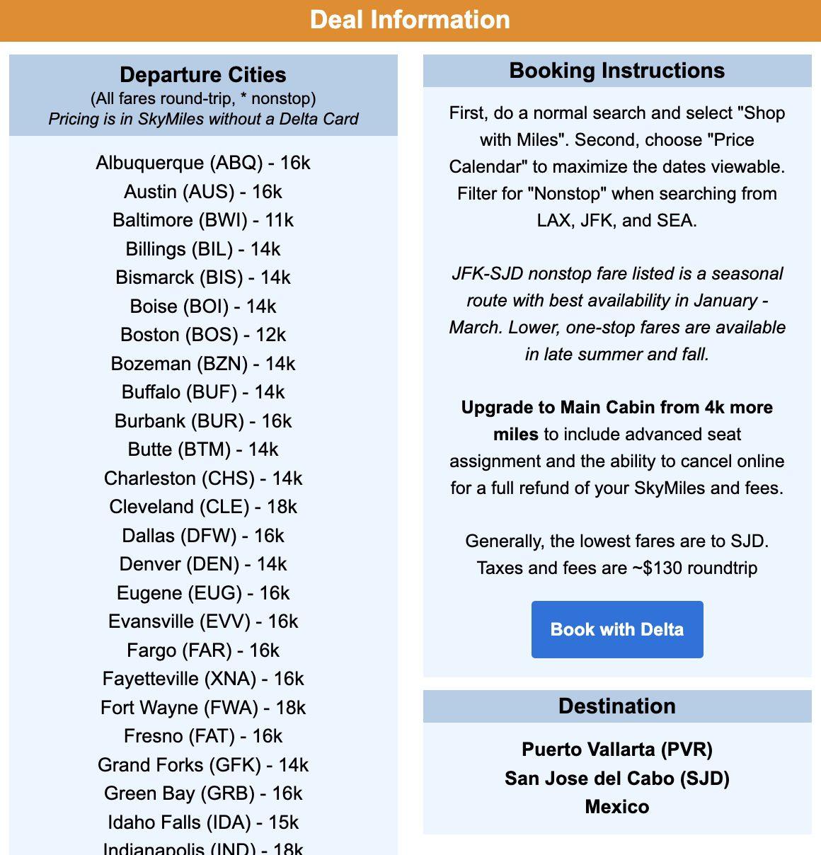 Cabo SkyMiles deal