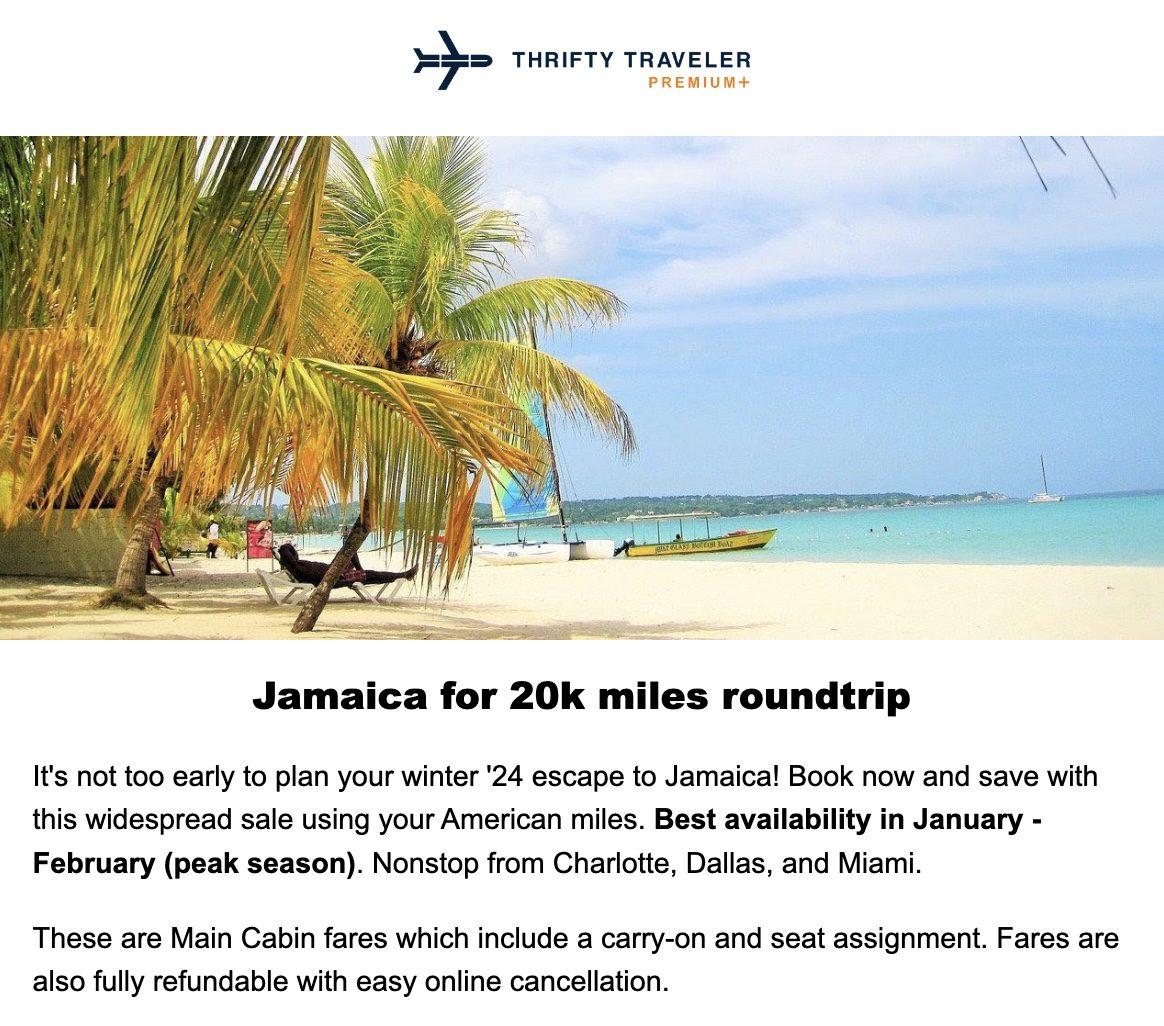 Jamaica flight deal AA Miles