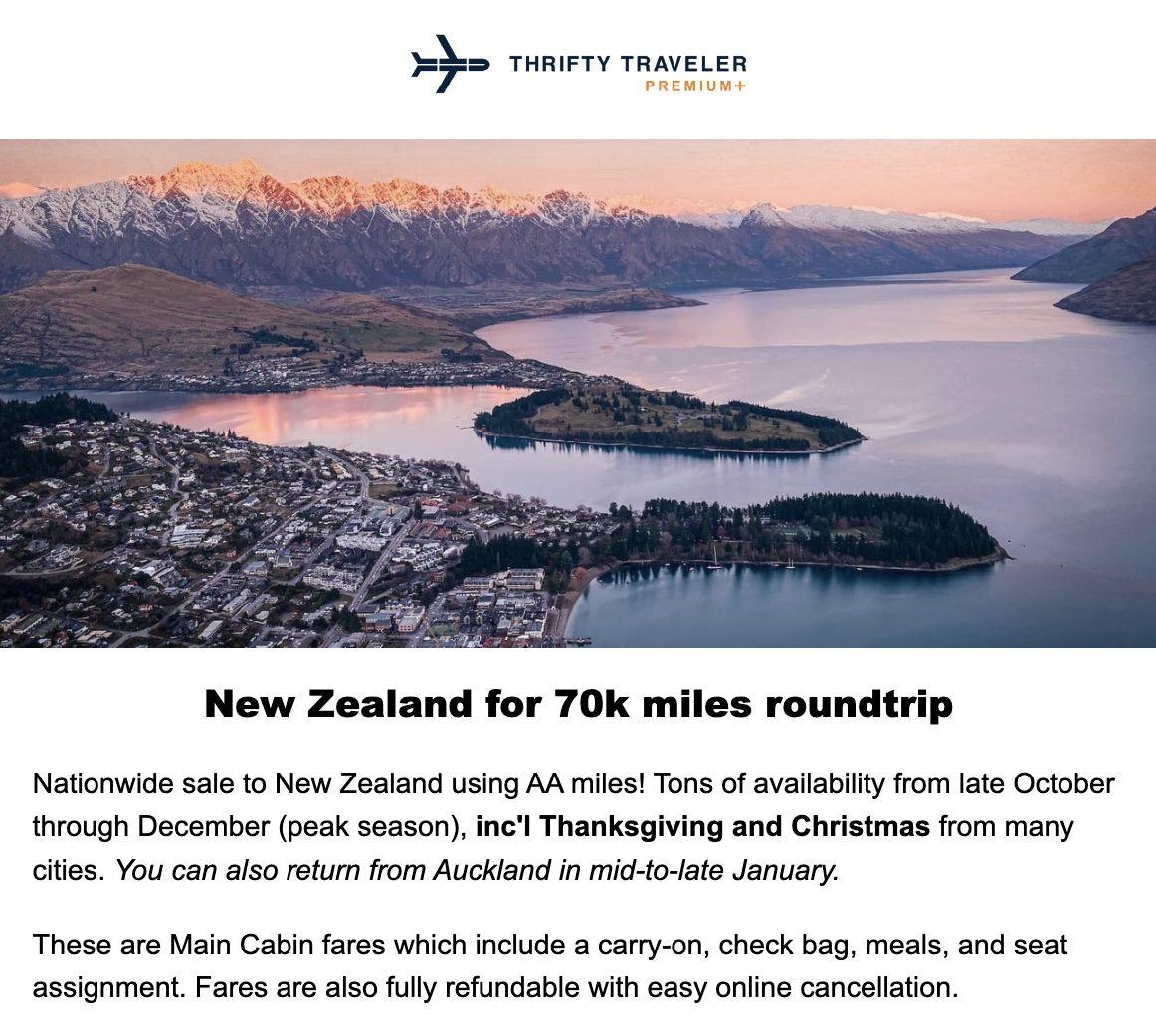 New Zealand AA miles deal