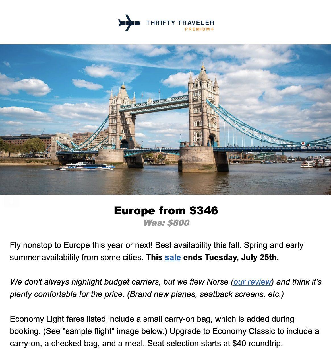 Norse Atlantic Europe sale