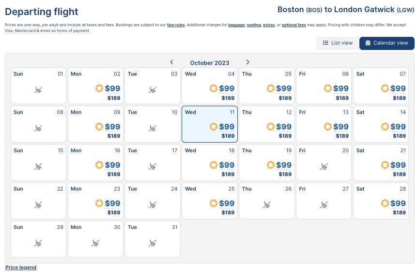 BOS-LGW Norse Atlantic fares