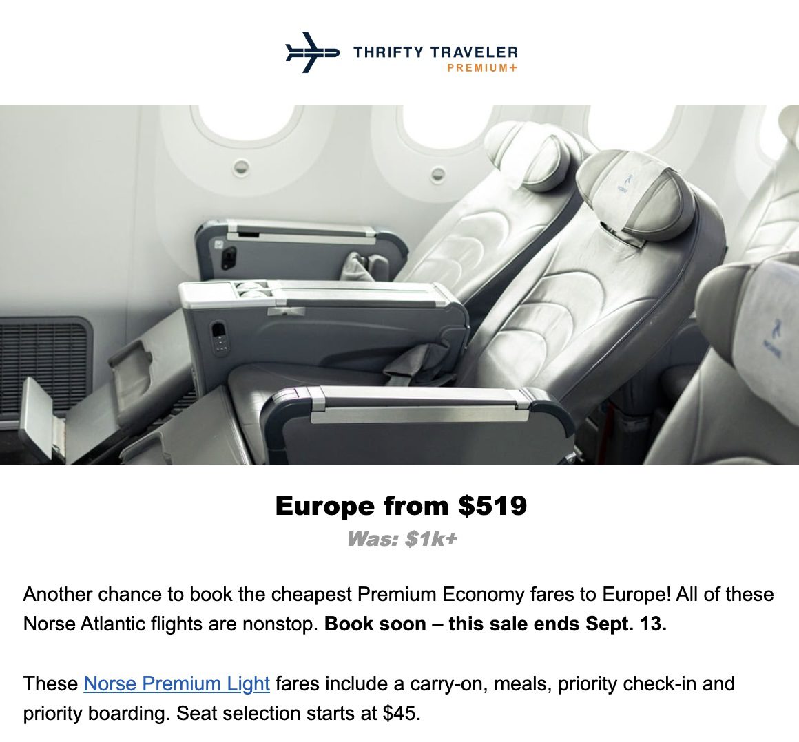 Norse Premium Economy deal