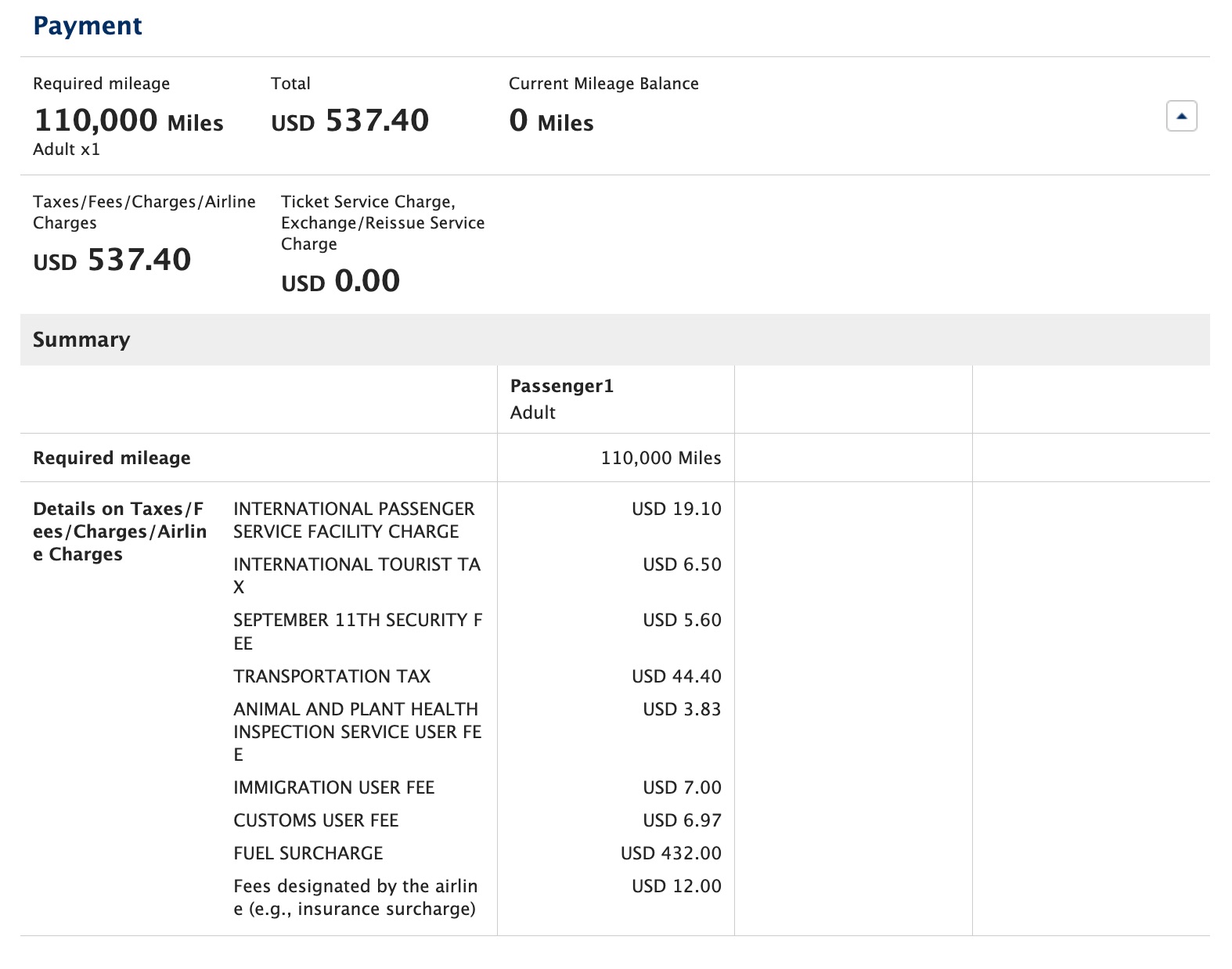 ana fuel surcharge fee breakdown