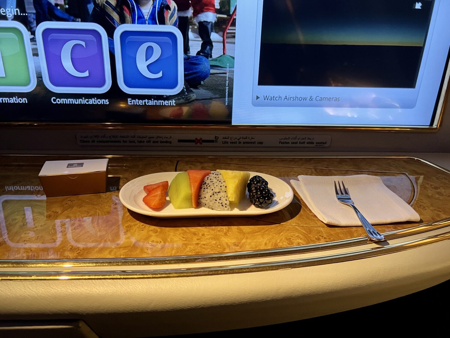 emirates first class fruit plate