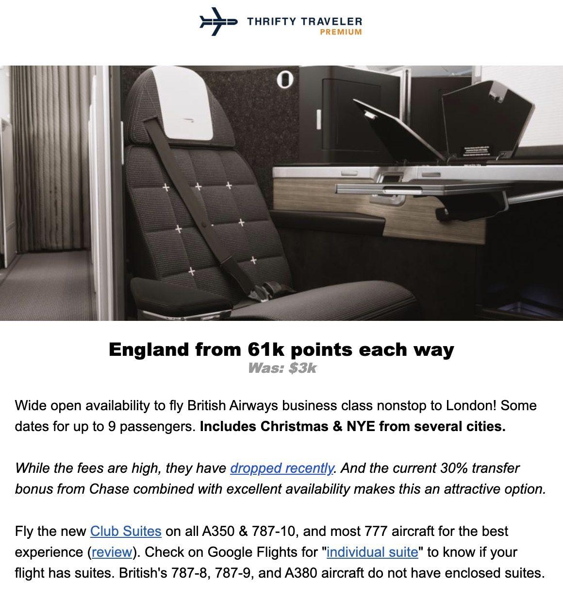 British Airways business class