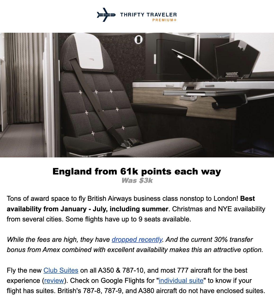 Boston BA biz class deal