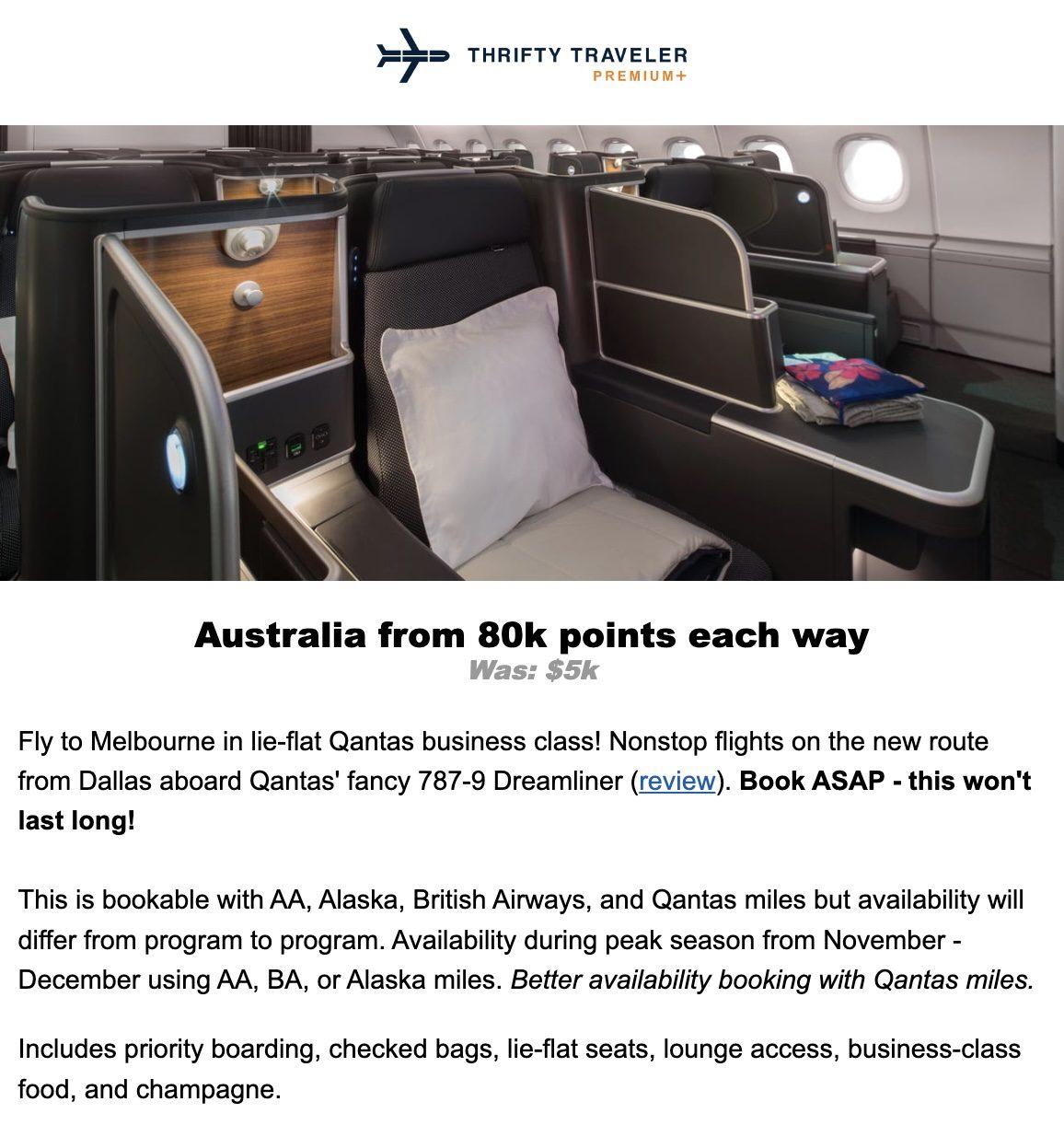 DFW to Australia biz class