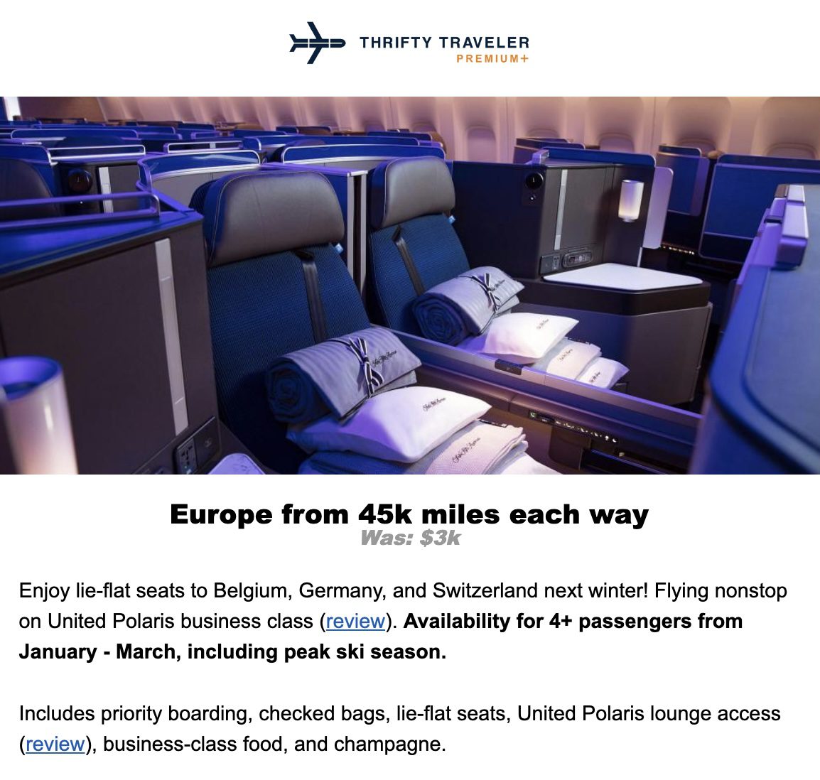 Chicago United Polaris business class flight deal