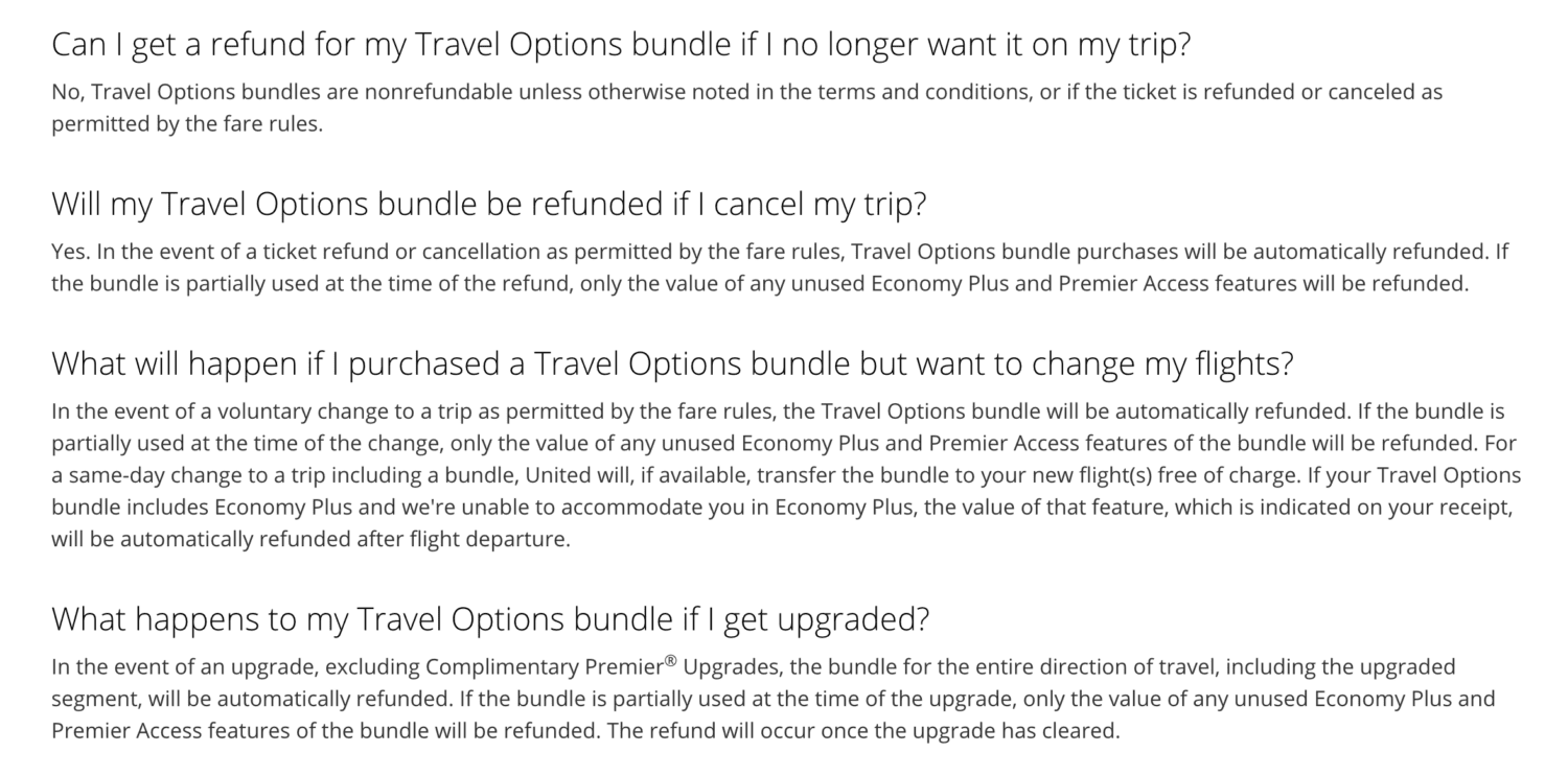 United travel bundles refund policy