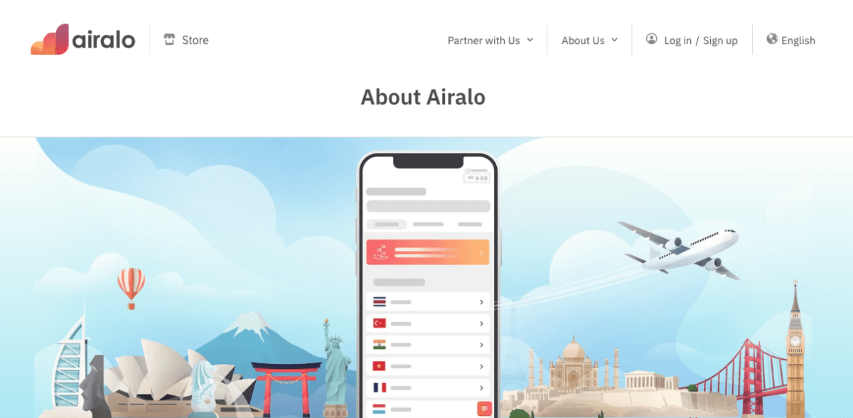 Airalo eSIM homepage