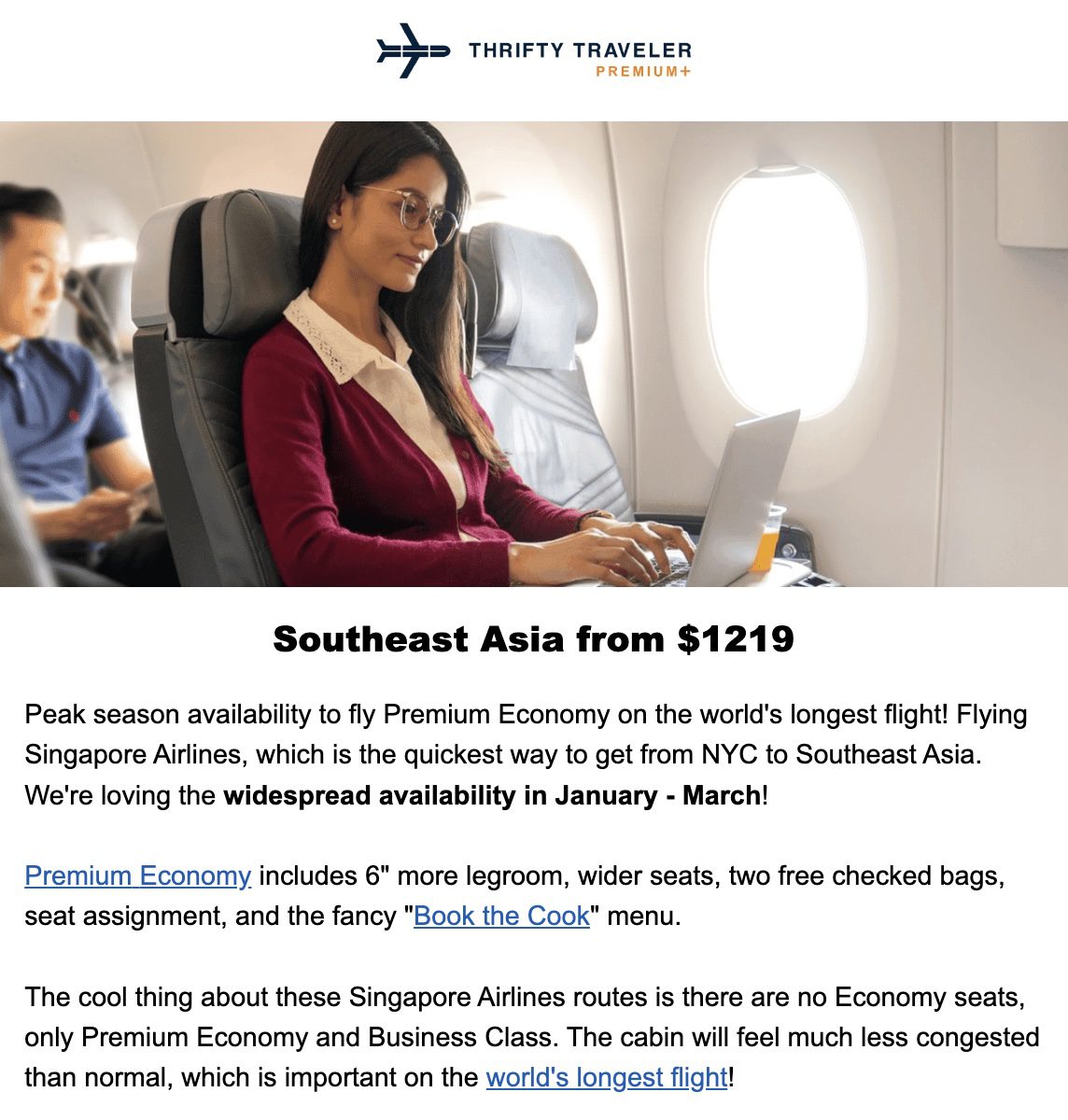 Singapore Premium economy flight deal