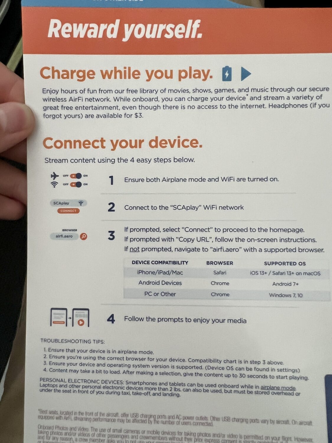 sun country airlines airfi instructions
