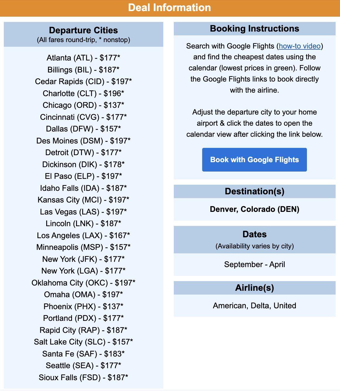 Denver flight deal