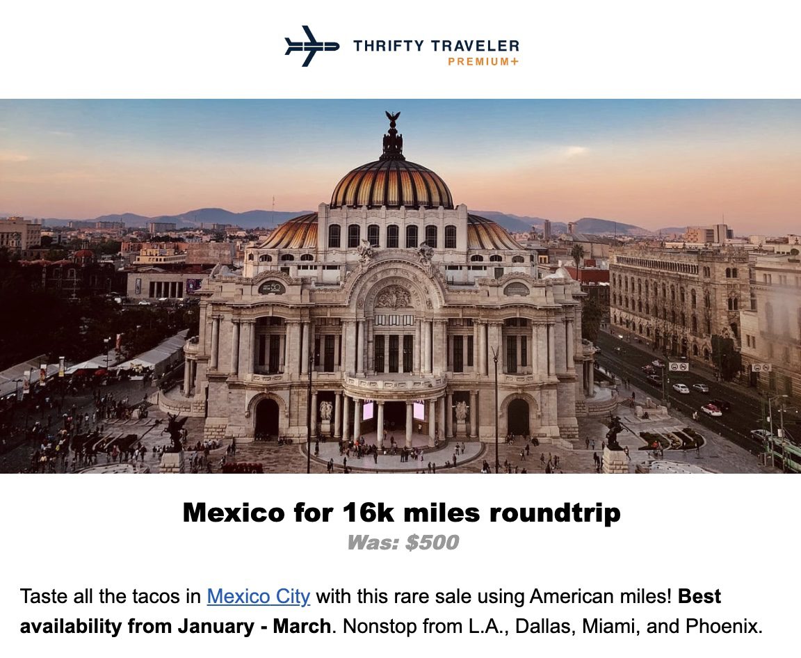 Mexico City AA Miles flight deal