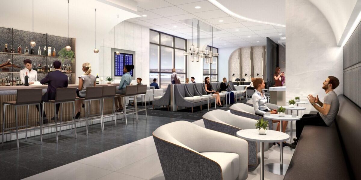 Rendering of The Club MDW Midway Airport lounge