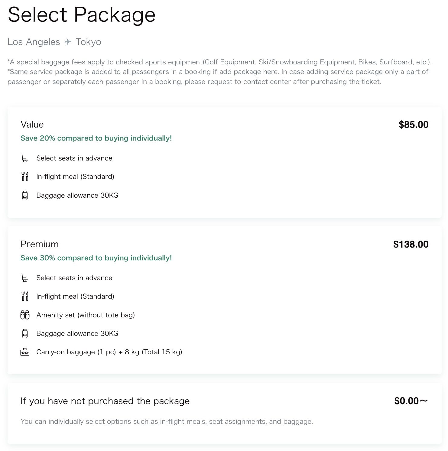 Zipair booking bundles